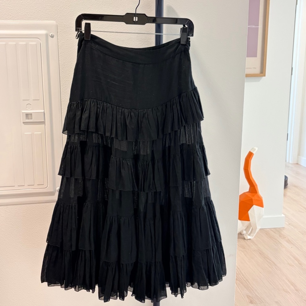 Prada Black Tiered A-Line Skirt